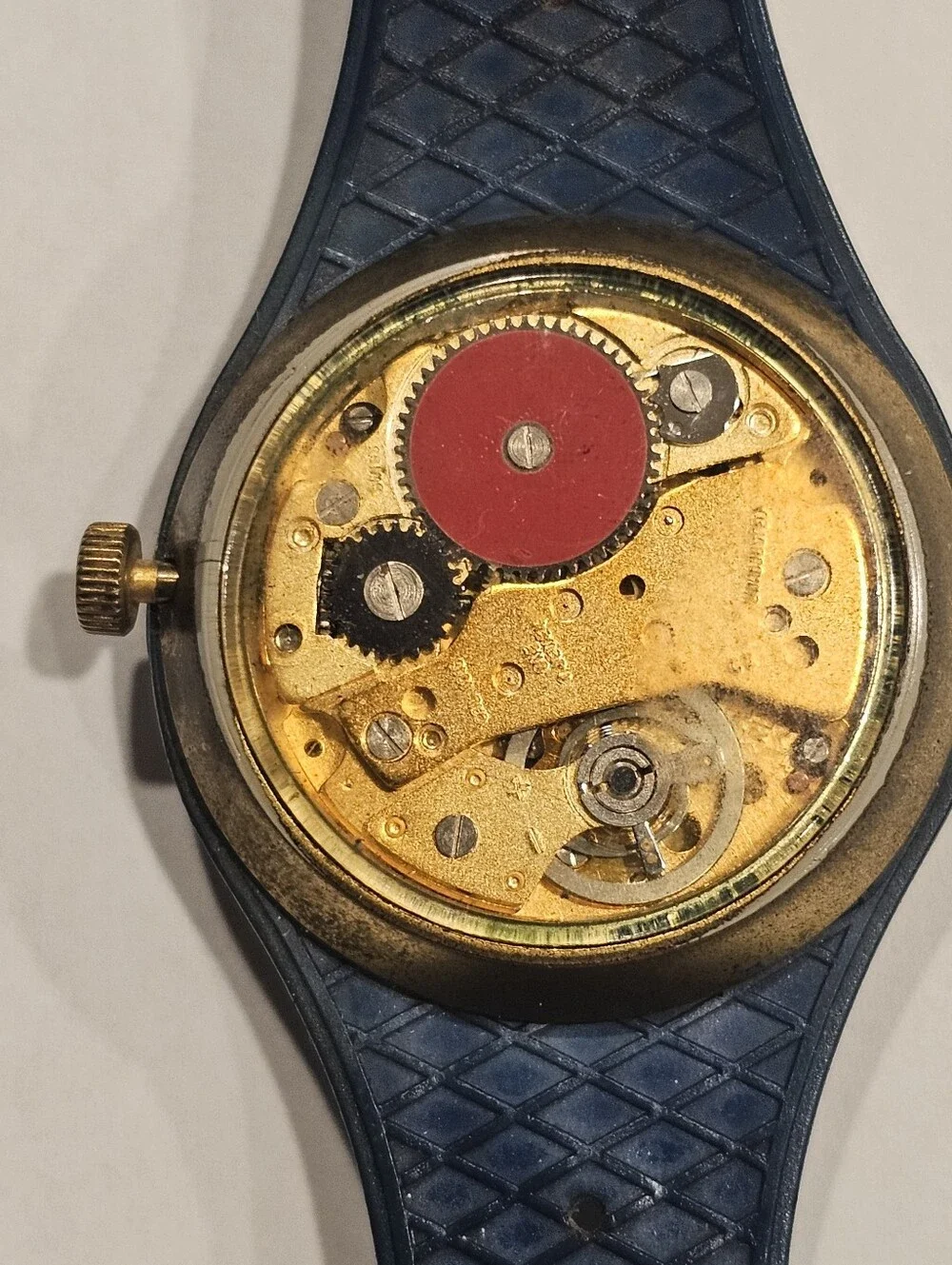 Vintage 1969 Phinney Walker Mickey Mouse Skeleton Watch - Blue Band